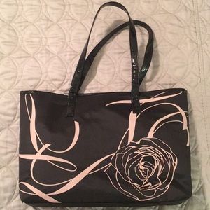 Like New Black and Pink Rose Tote Shoulder Bag